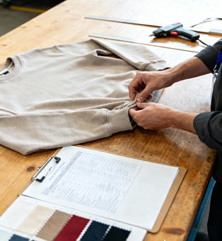 Zasha.AIS Quality Inspector auditing apparel garments